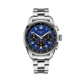 Montre Gallet Multichron Sport 41 mm Cadran Bleu Bracelet Acier