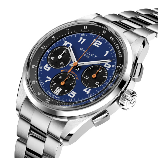 Montre Gallet Multichron Sport 41 mm Cadran Bleu Bracelet Acier