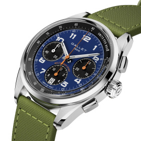 Montre Gallet Multichron Sport 41 mm Cadran Bleu Bracelet Tissu Vert