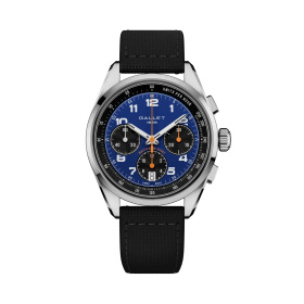 Montre Gallet Multichron Sport 41 mm Cadran Bleu Bracelet Tissu Noir