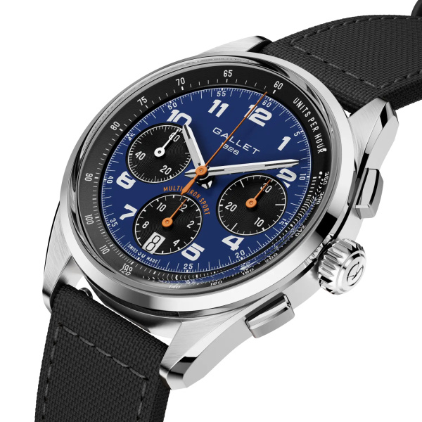 Montre Gallet Multichron Sport 41 mm Cadran Bleu Bracelet Tissu Noir