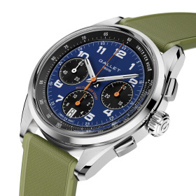 Montre Gallet Multichron Sport 41 mm Cadran Bleu Bracelet Caoutchouc Vert