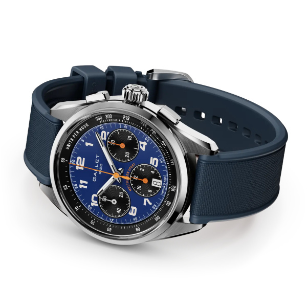 Montre Gallet Multichron Sport 41 mm Cadran Bleu Bracelet Caoutchouc Bleu