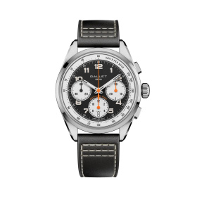 Montre Gallet Multichron Sport 41 mm Cadran Noir Bracelet Cuir Noir