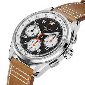 Montre Gallet Multichron Sport 41 mm Cadran Noir Bracelet Cuir Orange