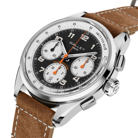 Montre Gallet Multichron Sport 41 mm Cadran Noir Bracelet Cuir Beige