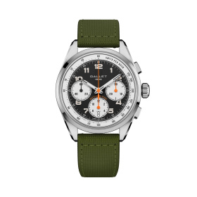 Montre Gallet Multichron Sport 41 mm Cadran Noir Bracelet Tissu Vert