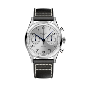 Montre Gallet Classics Tribute to Silverlight 38 mm Cadran Argenté Bracelet Cuir Noir