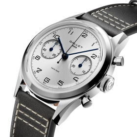 Montre Gallet Classics Tribute to Silverlight 38 mm Cadran Argenté Bracelet Cuir Noir