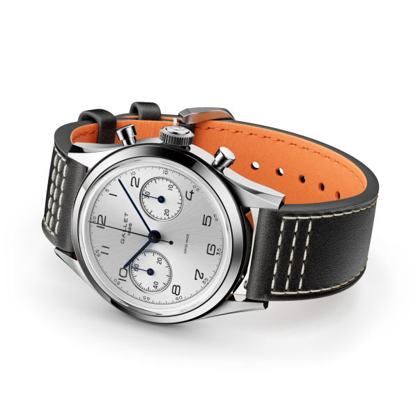 Montre Gallet Classics Tribute to Silverlight 38 mm Cadran Argenté Bracelet Cuir Noir
