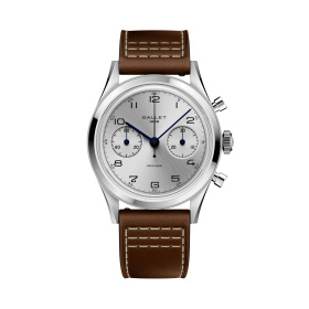 Montre Gallet Classics Tribute to Silverlight 38 mm Cadran Argenté Bracelet Cuir Brun