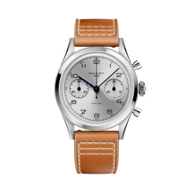 Montre Gallet Classics Tribute to Silverlight 38 mm Cadran Argenté Bracelet Cuir Orange