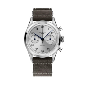 Montre Gallet Classics Tribute to Silverlight 38 mm Cadran Argenté Bracelet Cuir Gris