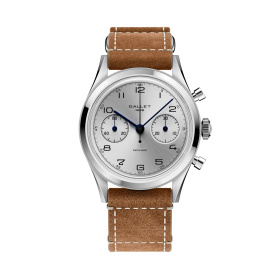 Montre Gallet Classics Tribute to Silverlight 38 mm Cadran Argenté Bracelet Cuir Beige