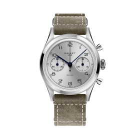 Montre Gallet Classics Tribute to Silverlight 38 mm Cadran Argenté Bracelet Cuir Vert