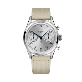 Montre Gallet Classics Tribute to Silverlight 38 mm Cadran Argenté Bracelet Tissu Beige