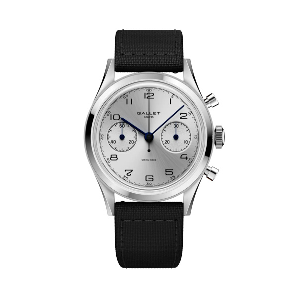 Montre Gallet Classics Tribute to Silverlight 38 mm Cadran Argenté Bracelet Tissu Noir