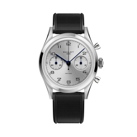Montre Gallet Classics Tribute to Silverlight 38 mm Cadran Argenté Bracelet Caoutchouc Noir