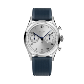 Montre Gallet Classics Tribute to Silverlight 38 mm Cadran Argenté Bracelet Caoutchouc Bleu