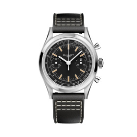 Montre Gallet Classics Tribute to Multichron 45 38 mm Cadran Noir Bracelet Cuir Noir