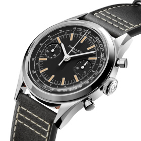 Montre Gallet Classics Tribute to Multichron 45 38 mm Cadran Noir Bracelet Cuir Noir