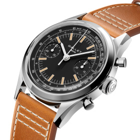 Montre Gallet Classics Tribute to Multichron 45 38 mm Cadran Noir Bracelet Cuir Orange