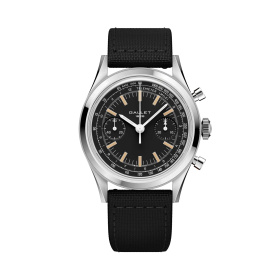 Montre Gallet Classics Tribute to Multichron 45 38 mm Cadran Noir Bracelet Tissu Noir