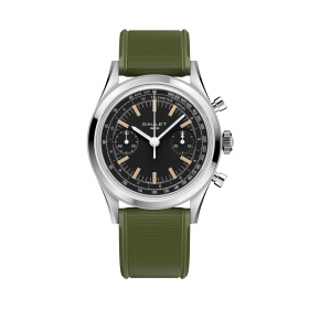 Montre Gallet Classics Tribute to Multichron 45 38 mm Cadran Noir Bracelet Caoutchouc Vert
