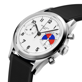 Montre Gallet Classics Tribute to Yachting Big Eye 38 mm Cadran Blanc Bracelet Caoutchouc Noir