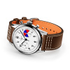 Montre Gallet Classics Tribute to Yachting Big Eye 38 mm Cadran Blanc Bracelet Cuir Brun