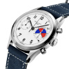 Montre Gallet Classics Tribute to Yachting Big Eye 38 mm Cadran Blanc Bracelet Cuir Bleu