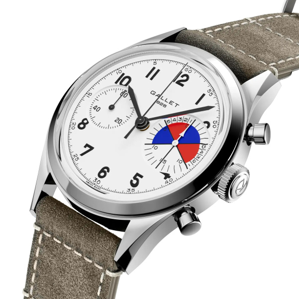 Montre Gallet Classics Tribute to Yachting Big Eye 38 mm Cadran Blanc Bracelet Cuir Vert