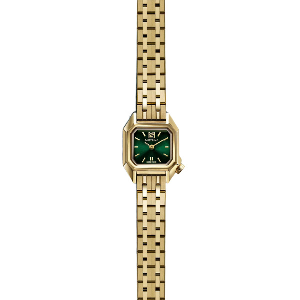 Montre MARCH LA.B Mini Mansart Emerald Bracelet Acier Doré