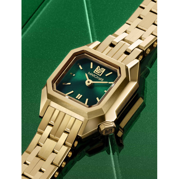 Montre MARCH LA.B Mini Mansart Emerald Bracelet Acier Doré