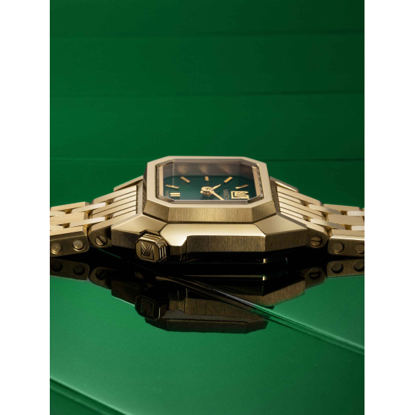 Montre MARCH LA.B Mini Mansart Emerald Bracelet Acier Doré