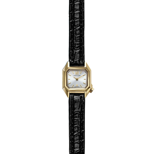 Montre MARCH LA.B Mini Mansart Continental Bracelet Alligator Noir