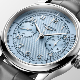 Montre Longines Master Collection Chrono Monopusher L2.960.4.93.2 41 mm Cadran Bleu Givré