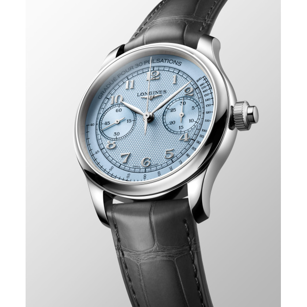 Montre Longines Master Collection Chrono Monopusher L2.960.4.93.2 41 mm Cadran Bleu Givré