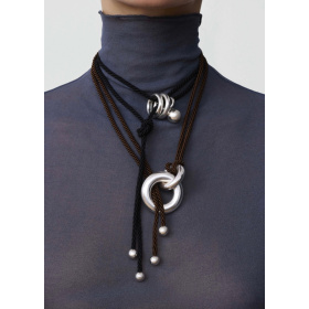 Collier Ginette NY Brown Silk Bubble Cord argent 925