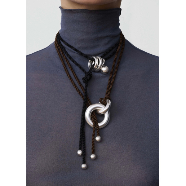 Collier Ginette NY Brown Silk Bubble Cord argent 925