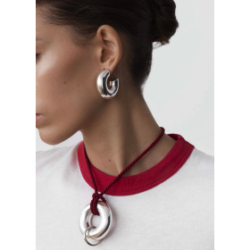 Collier Ginette NY Red Silk Bubble Cord argent 925