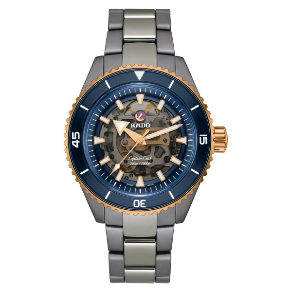 Montre Rado Captain Cook High-Tech Ceramic Skeleton 43 mm Automatique Céramique Plasma Lunette Bleue