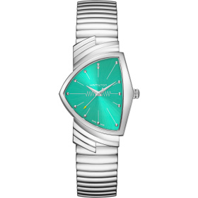 Montre Hamilton Ventura Quartz 32 mm x 50 mm Cadran Turquoise Bracelet Acier