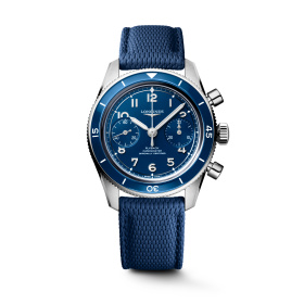 Montre Longines Spirit Pilot Flyback 39,5 mm Cadran Bleu Mat Bracelet Caoutchouc