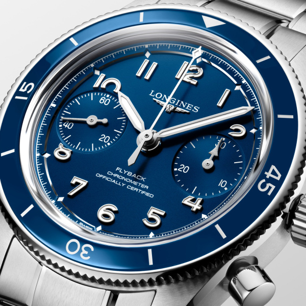 Montre Longines Spirit Pilot Flyback 39,5 mm Cadran Bleu Mat Bracelet Acier