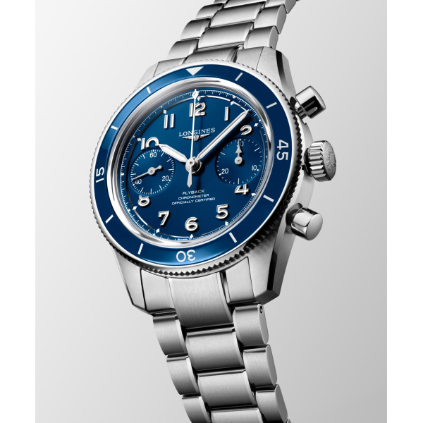 Montre Longines Spirit Pilot Flyback 39,5 mm Cadran Bleu Mat Bracelet Acier