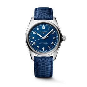 Montre Longines Spirit Pilot Automatique 39 mm Cadran Bleu Mat Bracelet Caoutchouc