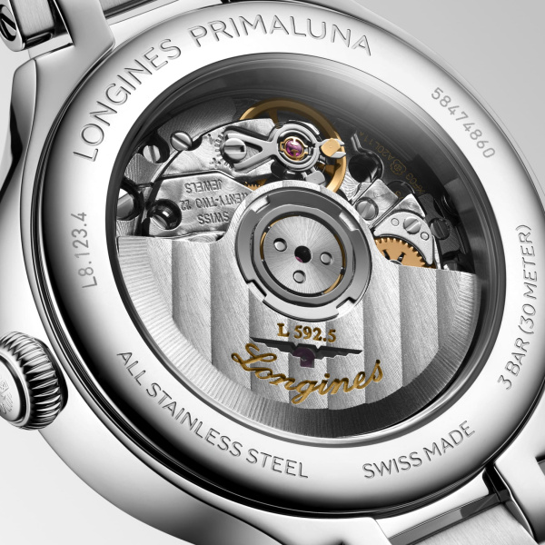 Montre Longines PrimaLuna 30 mm Automatique Cadran Nacre Vert Bracelet Acier