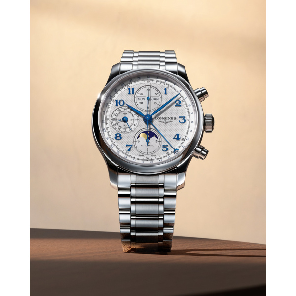 Montre Longines Master Collection Chronographe Phases de Lune 41 mm Bracelet Acier