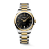 Montre Longines Conquest 38 mm Quartz Cadran Noir Sablé Acier et PVD Jaune